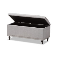 Baxton Studio BBT3137-OTTO-Greyish Beige-H1217-14 Kaylee Modern Classic Grayish Beige Fabric Upholstered Button-Tufting Storage Ottoman Bench